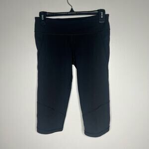 Lululemon Women's Run: For Your Life Crop Deep Capri Black Leggings Sz 6 Workout